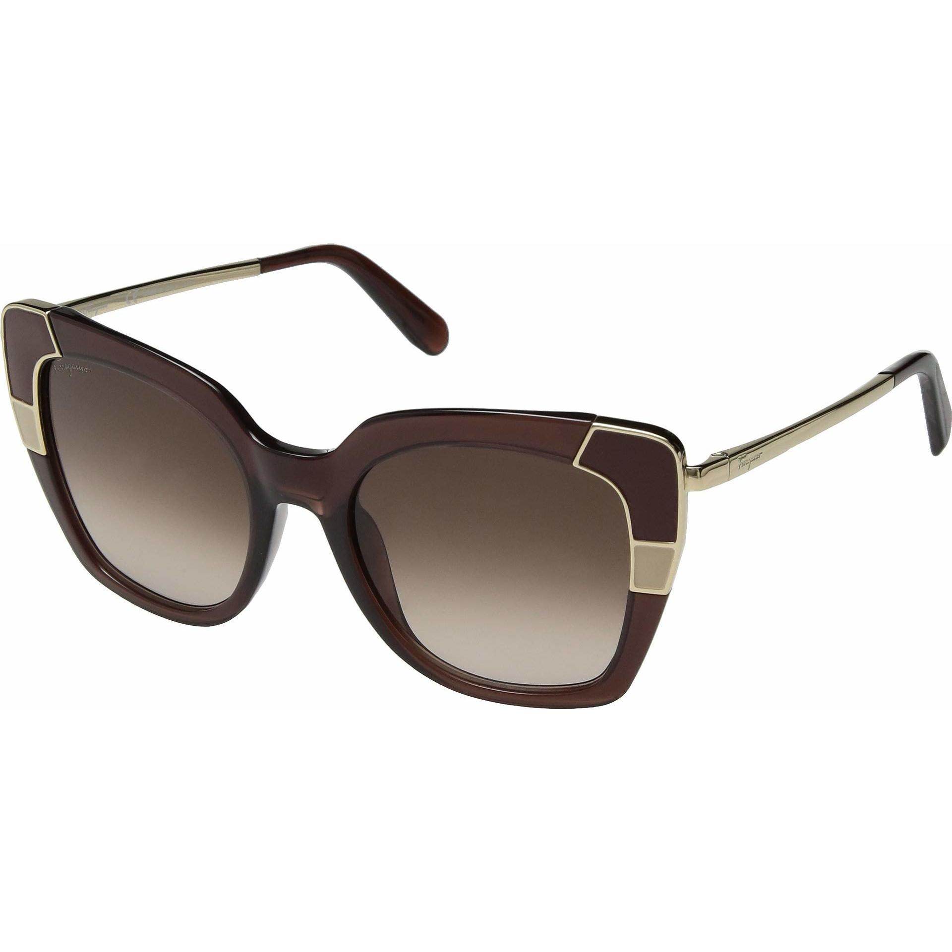 New Salvatore Ferragamo Sf 889s 210 Crystal Brown Sunglasses With Brown Lenses